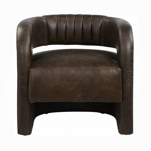 Acme Feyre Espresso Top Grain Leather Accent Chair - Image 3