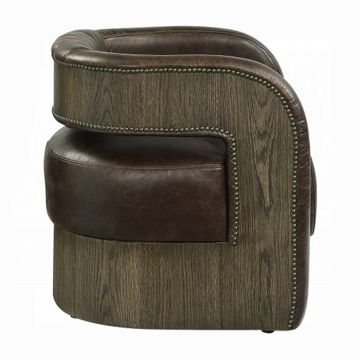 Acme Feyre Espresso Top Grain Leather Accent Chair - Image 4