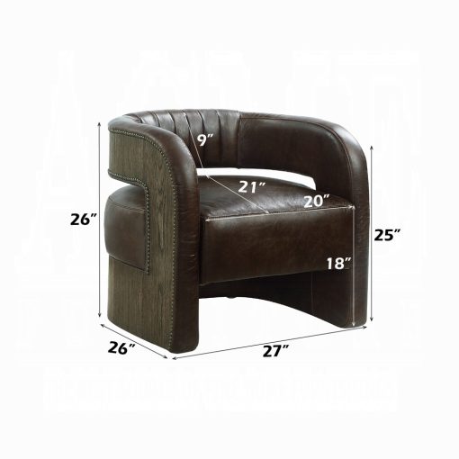 Acme Feyre Espresso Top Grain Leather Accent Chair - Image 7