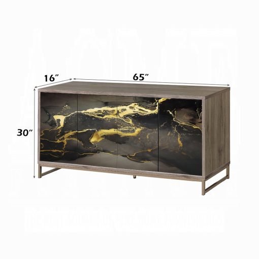 Payo Black Marble Print Oak & Champagne Console Cabinet - Image 5