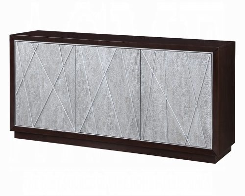 Geranio Metallic Silver & Walnut Console Cabinet