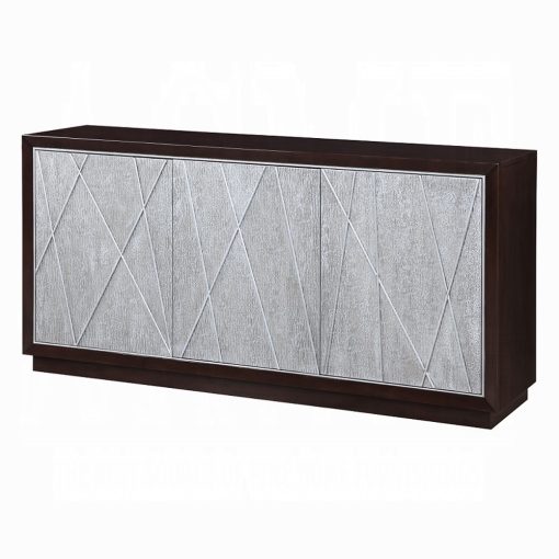 Geranio Metallic Silver & Walnut Console Cabinet