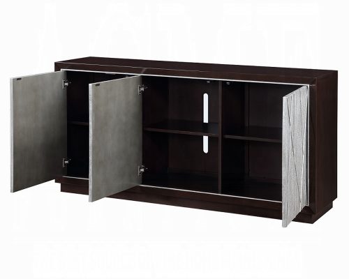 Geranio Metallic Silver & Walnut Console Cabinet