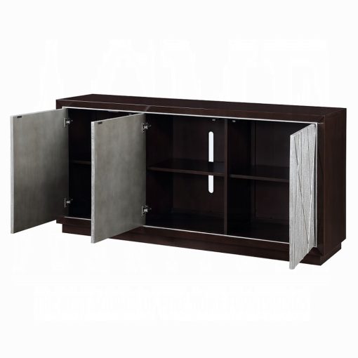 Geranio Metallic Silver & Walnut Console Cabinet