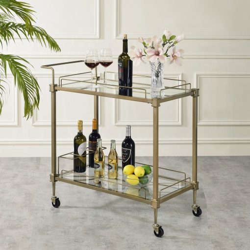 Aditya Mirrored & Antique Brass Serving Cart