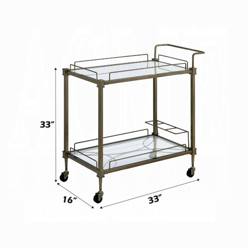 Aditya Mirrored & Antique Brass Serving Cart - Image 4