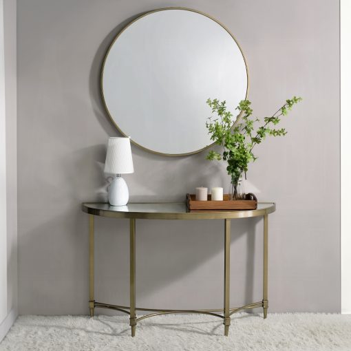 Aditya Mirrored & Antique Brass Console Table with Mirror