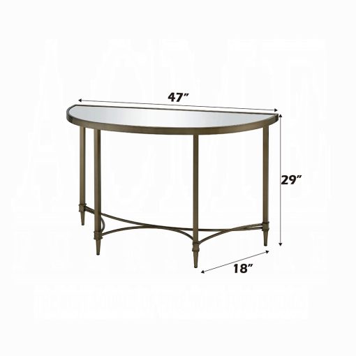 Aditya Mirrored & Antique Brass Console Table with Mirror - Image 5