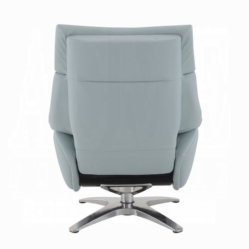 Janella Contemporary Babyblue Leather Motion Accent Chair with Swivel & Ottoman - Image 5