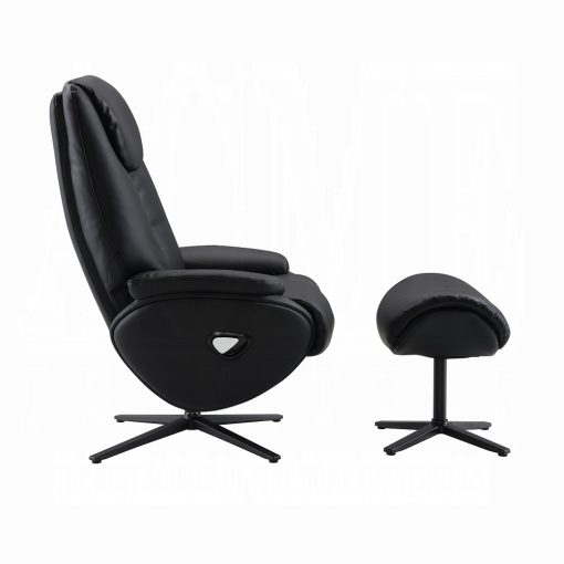 Labonita Contemporary Black Leather Motion Accent Chair with Swivel & Ottoman - Image 4