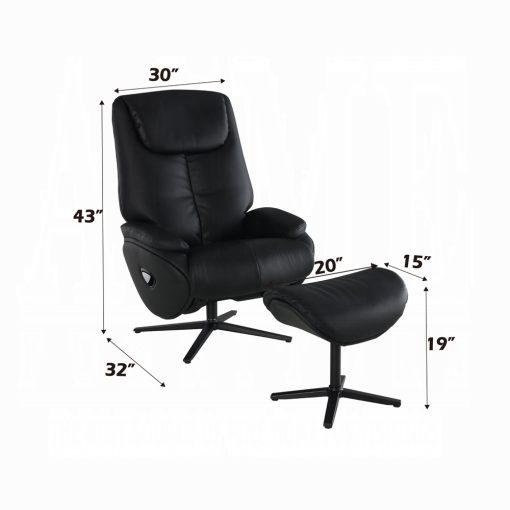 Labonita Contemporary Black Leather Motion Accent Chair with Swivel & Ottoman - Image 8