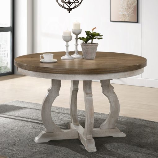 Cillin Walnut & Antique White Round Dining Table