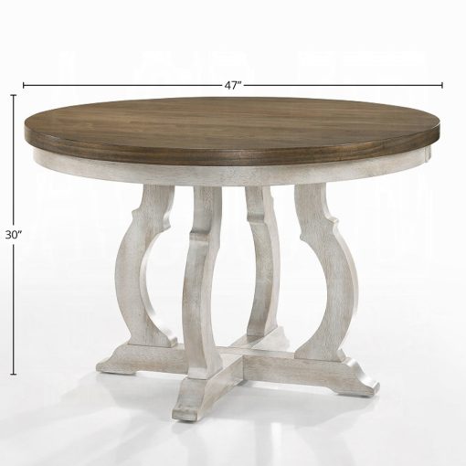 Cillin Walnut & Antique White Round Dining Table - Image 4