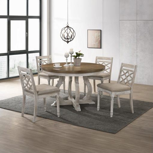 Cillin Walnut & Antique White Round Dining Table - Image 5