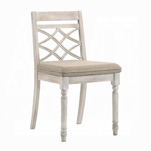 Cillin Fabric, Walnut & Antique White Side Chair (Set of 2) - Image 2