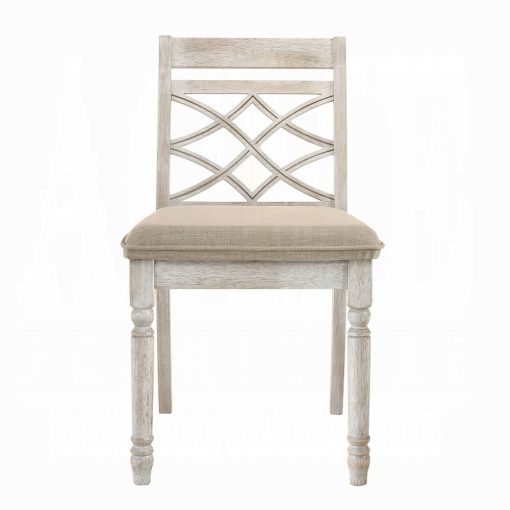 Cillin Fabric, Walnut & Antique White Side Chair (Set of 2) - Image 3