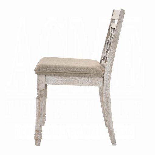 Cillin Fabric, Walnut & Antique White Side Chair (Set of 2) - Image 4