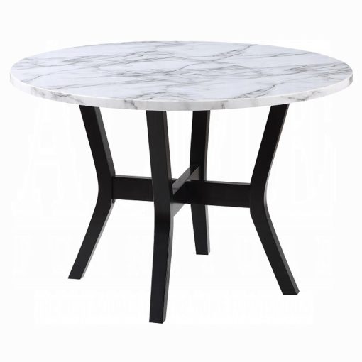 Kusa Engineering Stone Top & Black 5 Piece Pack Dining Set with Faux Marble Top - Image 2