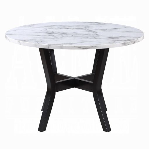 Kusa Engineering Stone Top & Black 5 Piece Pack Dining Set with Faux Marble Top - Image 3