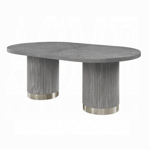 Adalynn Wood Weathered Gray Oak Dining Table with 2 Leaves - Image 2