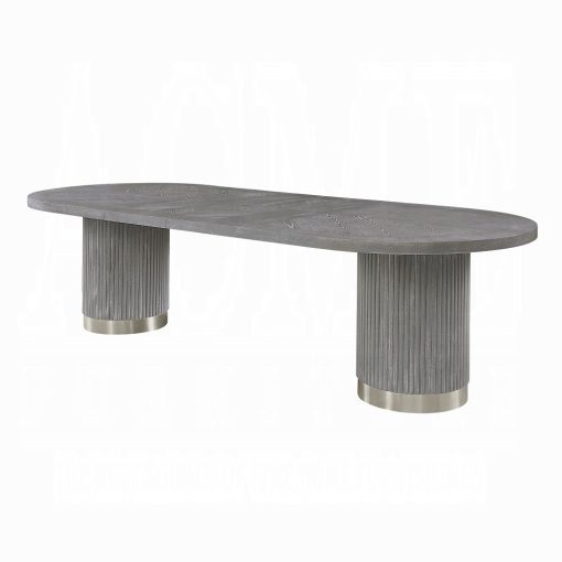 Adalynn Wood Weathered Gray Oak Dining Table with 2 Leaves - Image 5