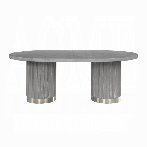 Adalynn Wood Weathered Gray Oak Dining Table with 2 Leaves - Image 3