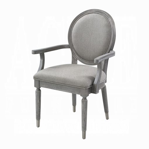 Acme Adalynn Wood Gray Fabric & Weathered Gray Oak Arm Chair (Set of 2) - Image 2