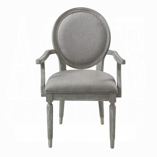 Acme Adalynn Wood Gray Fabric & Weathered Gray Oak Arm Chair (Set of 2) - Image 3