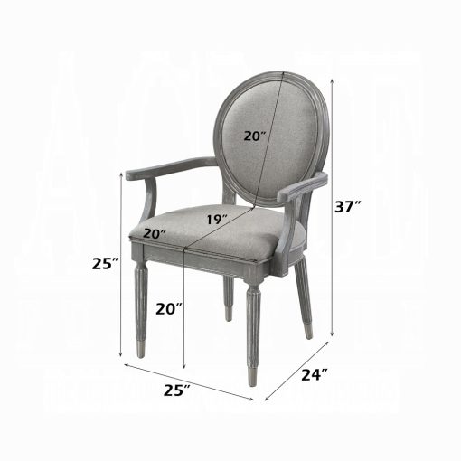 Acme Adalynn Wood Gray Fabric & Weathered Gray Oak Arm Chair (Set of 2) - Image 7