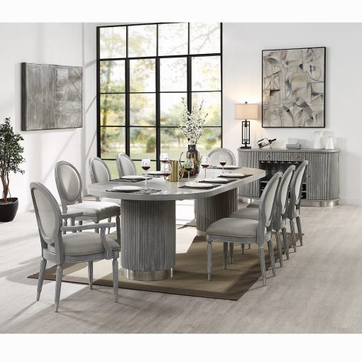 Acme Adalynn Wood Gray Fabric & Weathered Gray Oak Arm Chair (Set of 2)