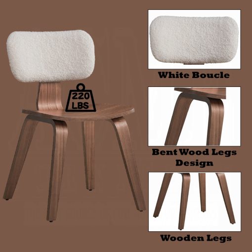 Casson White Boucle & Walnut Side Chair (Set of 2) - Image 18