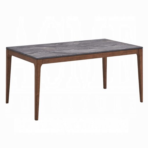 Bevis Engineered Stone Top & Walnut Dining Table - Image 2