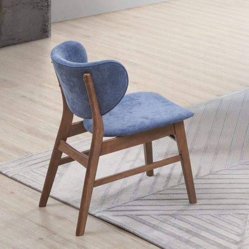 Bevis Blue Fabric & Walnut Side Chair (Set of 2)