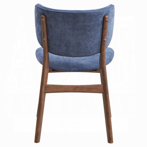 Bevis Blue Fabric & Walnut Side Chair (Set of 2) - Image 5