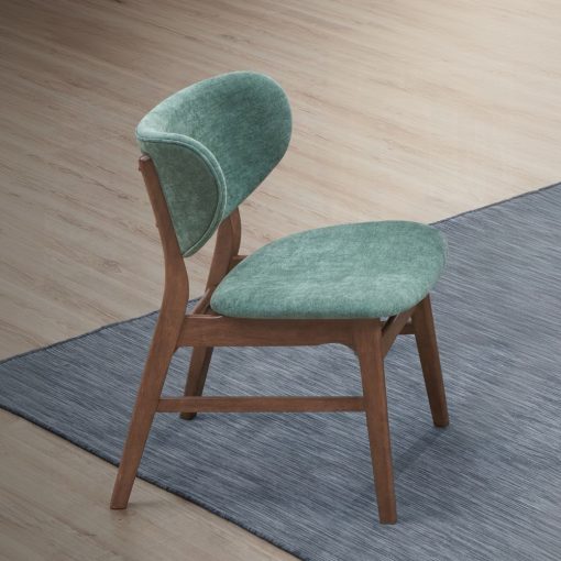 Bevis Blue Fabric & Walnut Side Chair (Set of 2) - Image 14