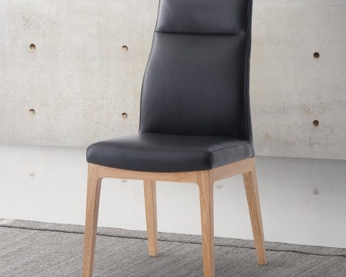 Raquan Black Leather & Walnut Side Chair (Set of 2)