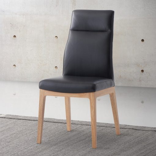 Raquan Black Leather & Walnut Side Chair (Set of 2)