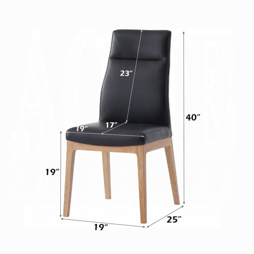 Raquan Black Leather & Walnut Side Chair (Set of 2) - Image 6