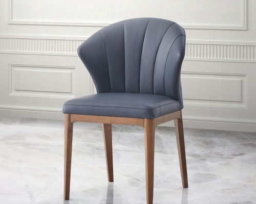 Seraphyne Slate Leather & Walnut Side Chair (Set of 2)