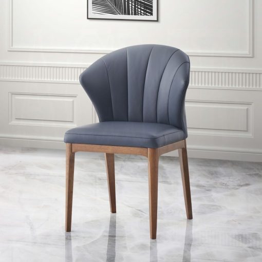 Seraphyne Slate Leather & Walnut Side Chair (Set of 2)