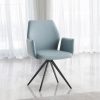 Segismunda Light Blue Leather & Black Side Chair with Swivel