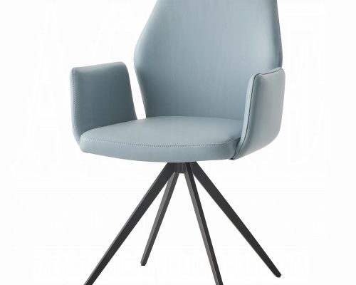 Segismunda Light Blue Leather & Black Side Chair with Swivel