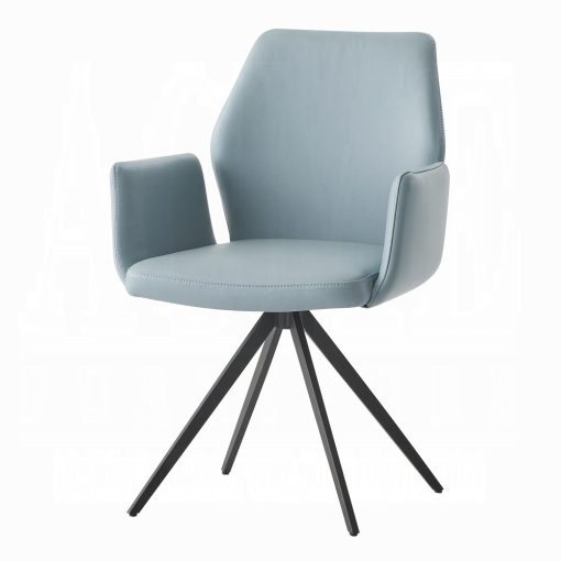 Segismunda Light Blue Leather & Black Side Chair with Swivel