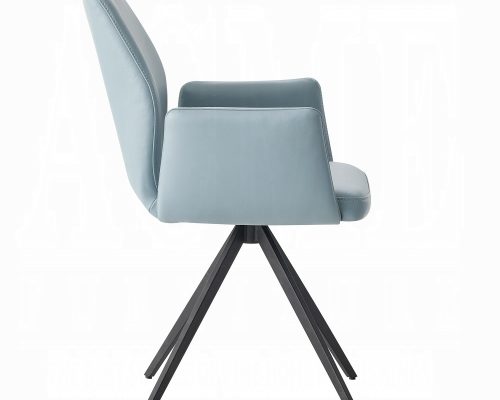 Segismunda Light Blue Leather & Black Side Chair with Swivel