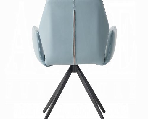 Segismunda Light Blue Leather & Black Side Chair with Swivel