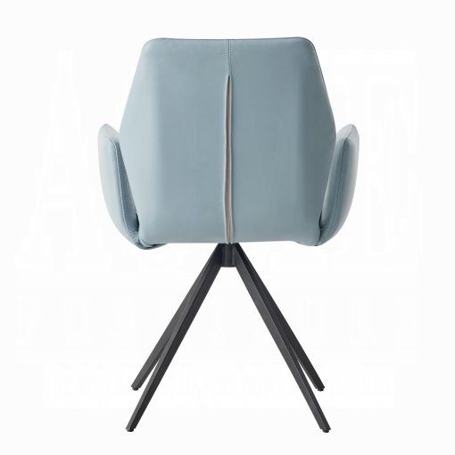 Segismunda Light Blue Leather & Black Side Chair with Swivel