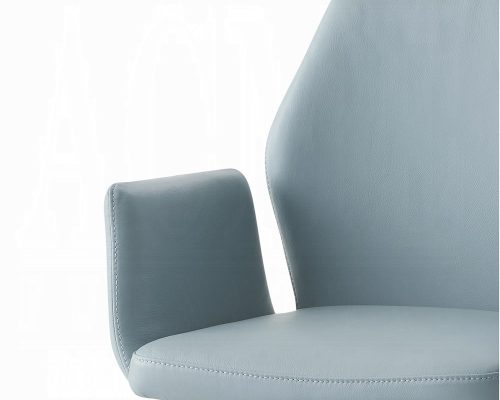 Segismunda Light Blue Leather & Black Side Chair with Swivel