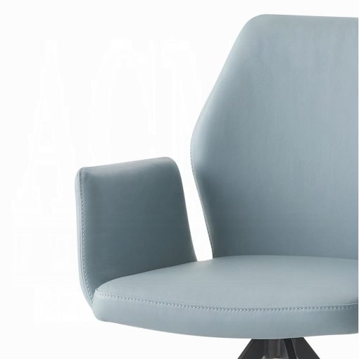 Segismunda Light Blue Leather & Black Side Chair with Swivel