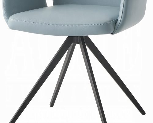 Segismunda Light Blue Leather & Black Side Chair with Swivel