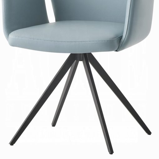 Segismunda Light Blue Leather & Black Side Chair with Swivel